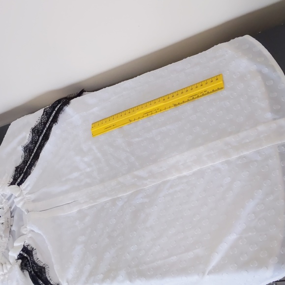 Loft Peasant Blouse Sheer Black Lace Bell Sleeve - Picture 14 of 15